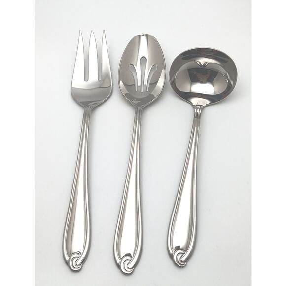Lenox Hartleigh 3 Piece Serving Hostess Set 18/10 Stainless Flatware Vietnam NOS